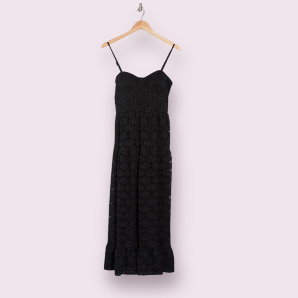NSR Lace Bustier Midi Dress in Black - Picture 3 of 13